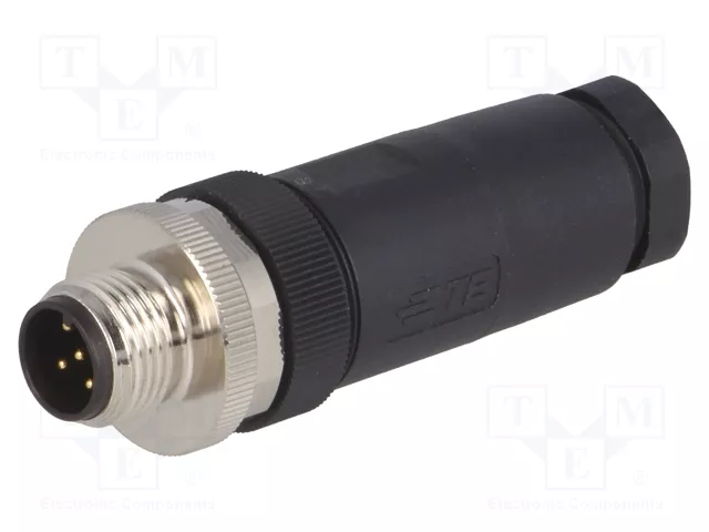 Conector M12, 5 polos macho, codificacion A, montaje cable