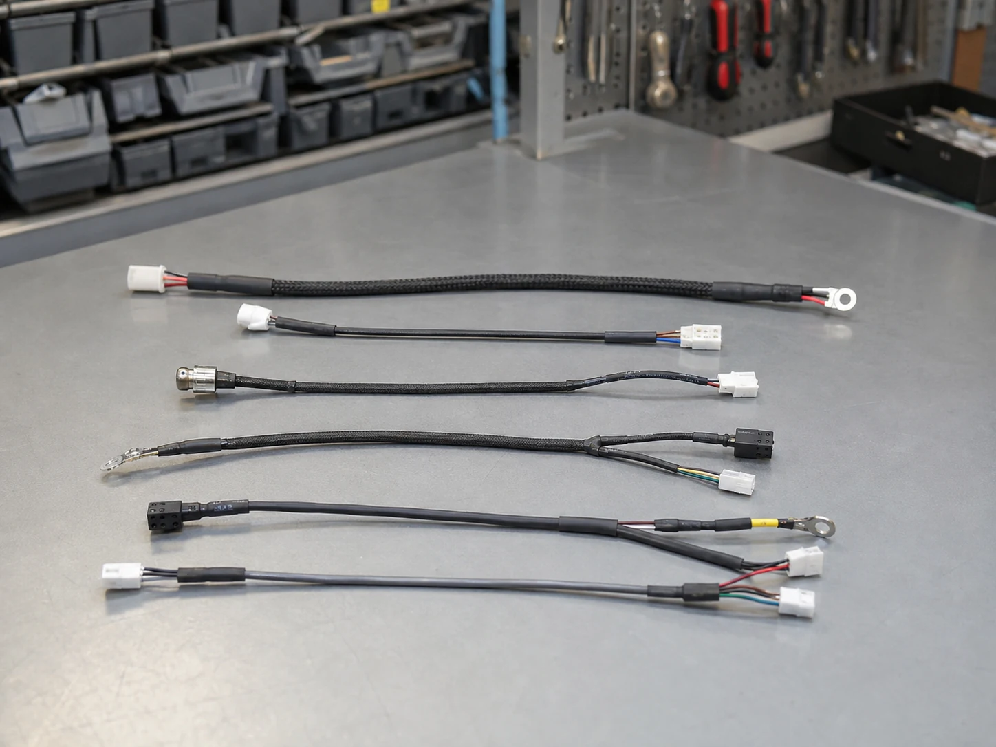 Conjuntos de cable sencillos con conectores y terminales de anilla