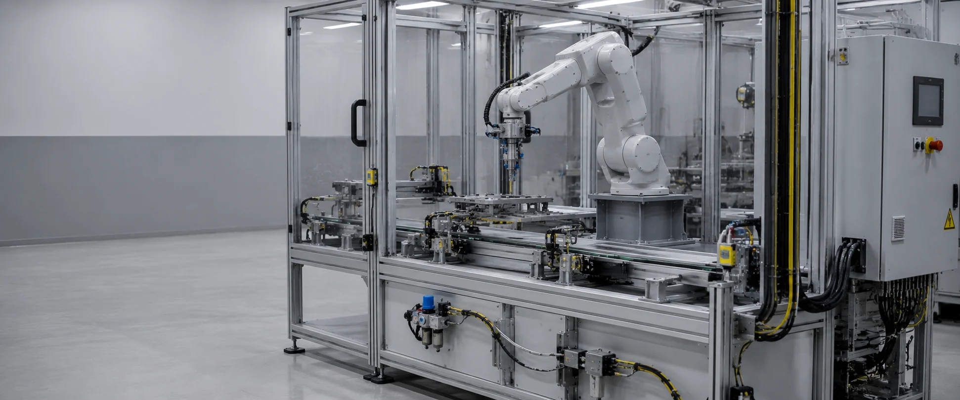 Célula de automatización industrial con robot de seis ejes