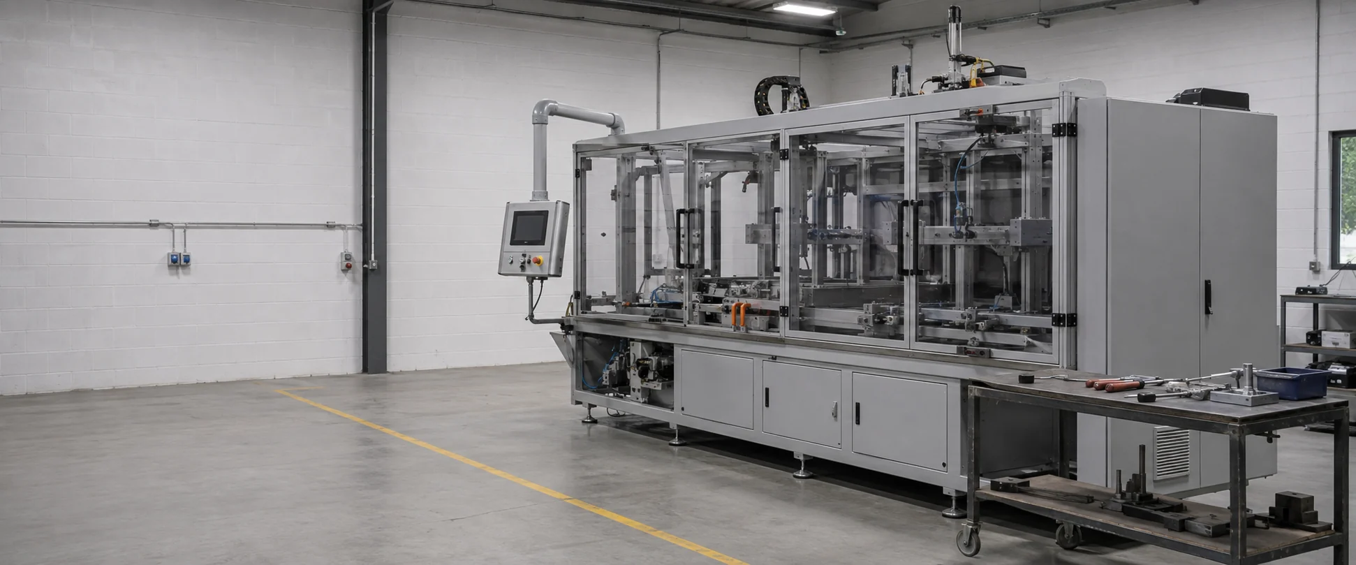 Máquina industrial automatizada en zona de montaje de un fabricante