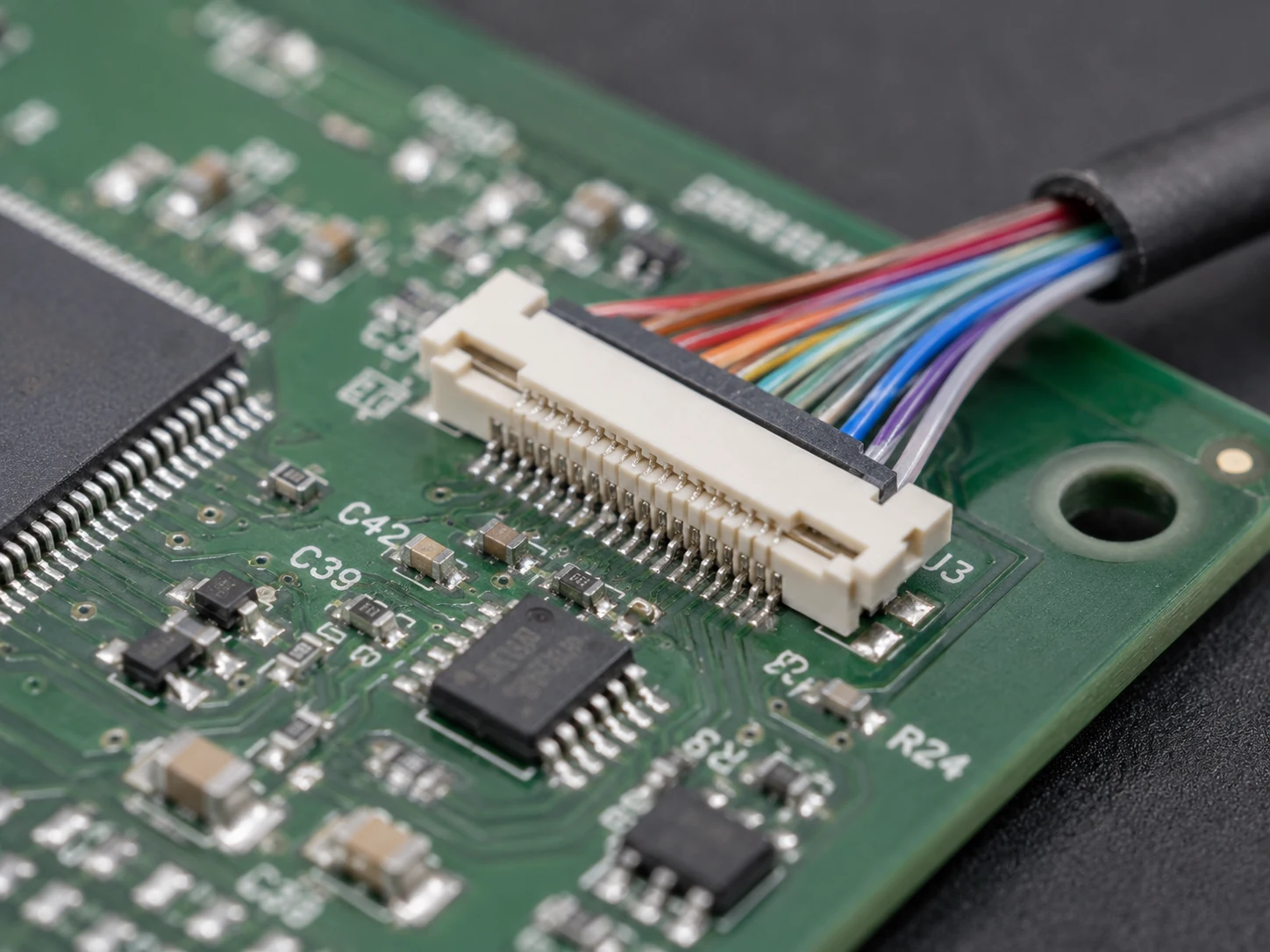 Conector placa a cable de paso fino sobre circuito impreso